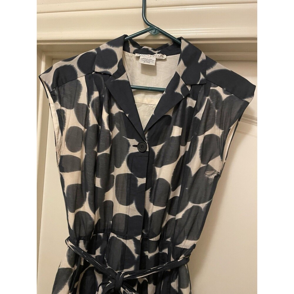 Maggy London Women's Dress Size 6 Navy Blue Polka Dot Full Skirt - Picture 2 of 7